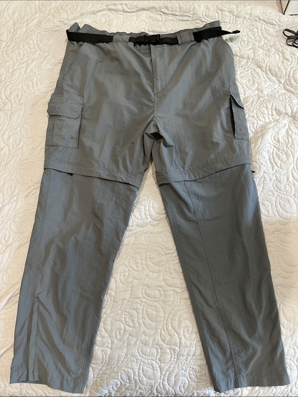 Magellan Outdoors Gray Convertible Cargo Pants with Belt- Size 2XL